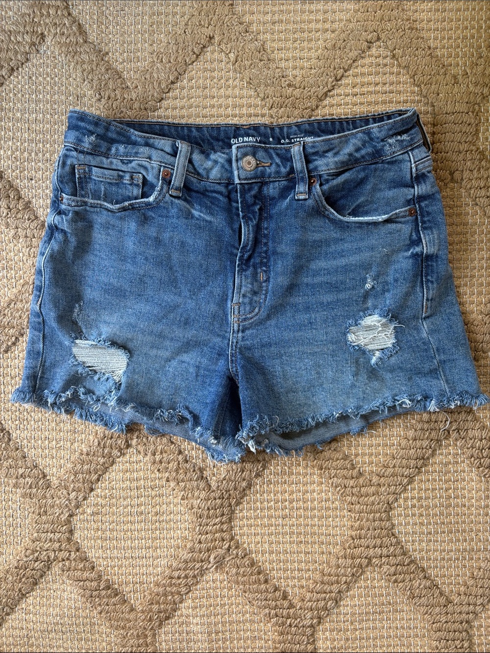 Old Navy Women's High Rise Blue Distressed Denim Shorts